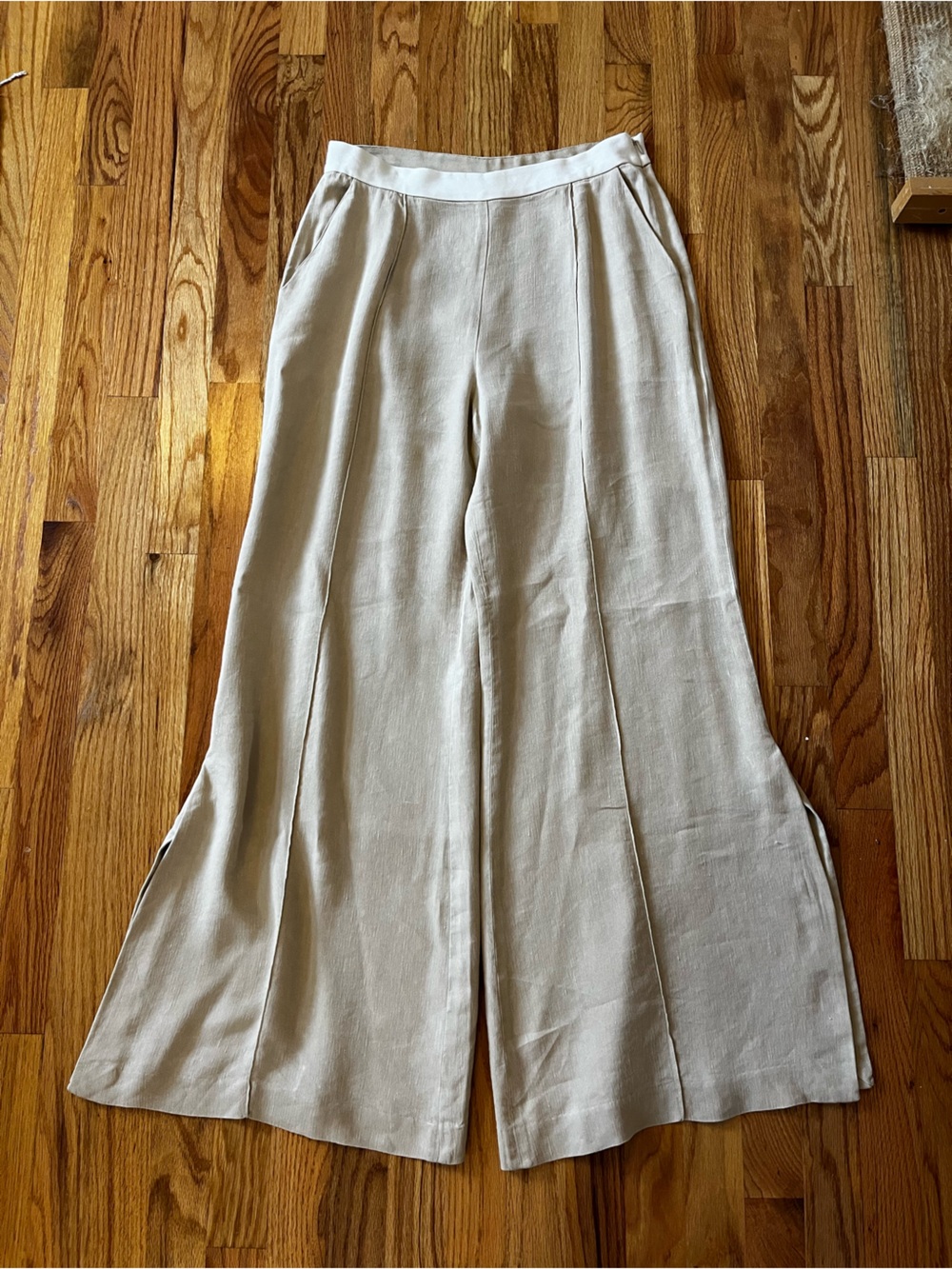 La Ligne Linen-Blend Wide Leg Pants in Light Beige